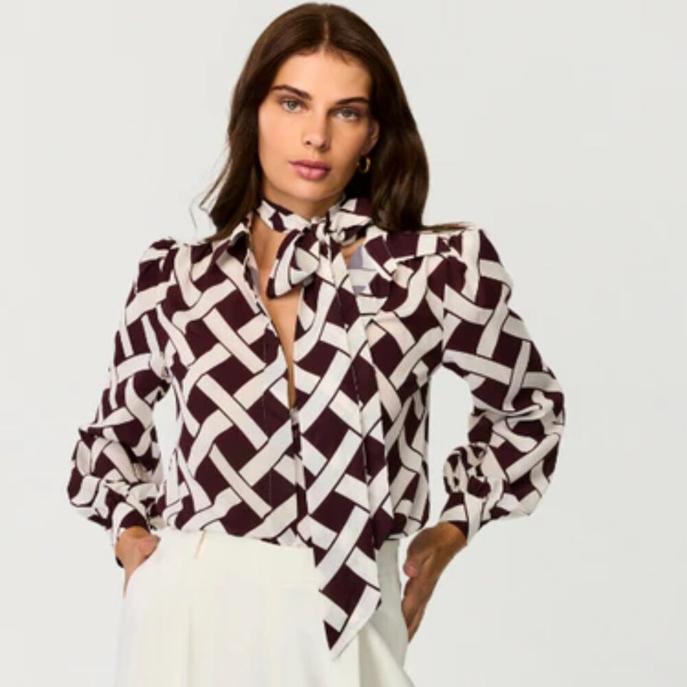 TOCCIN  long sleeve tie-neck top